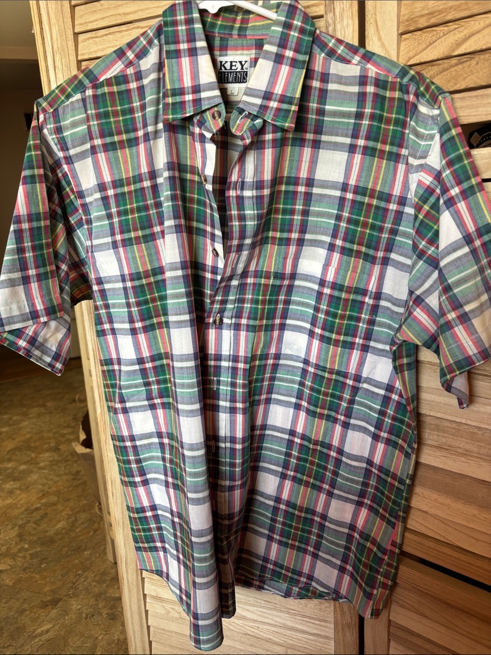Key Elements Men’s Multicolor Plaid Short-Sleeve Button-Down Shirt Large